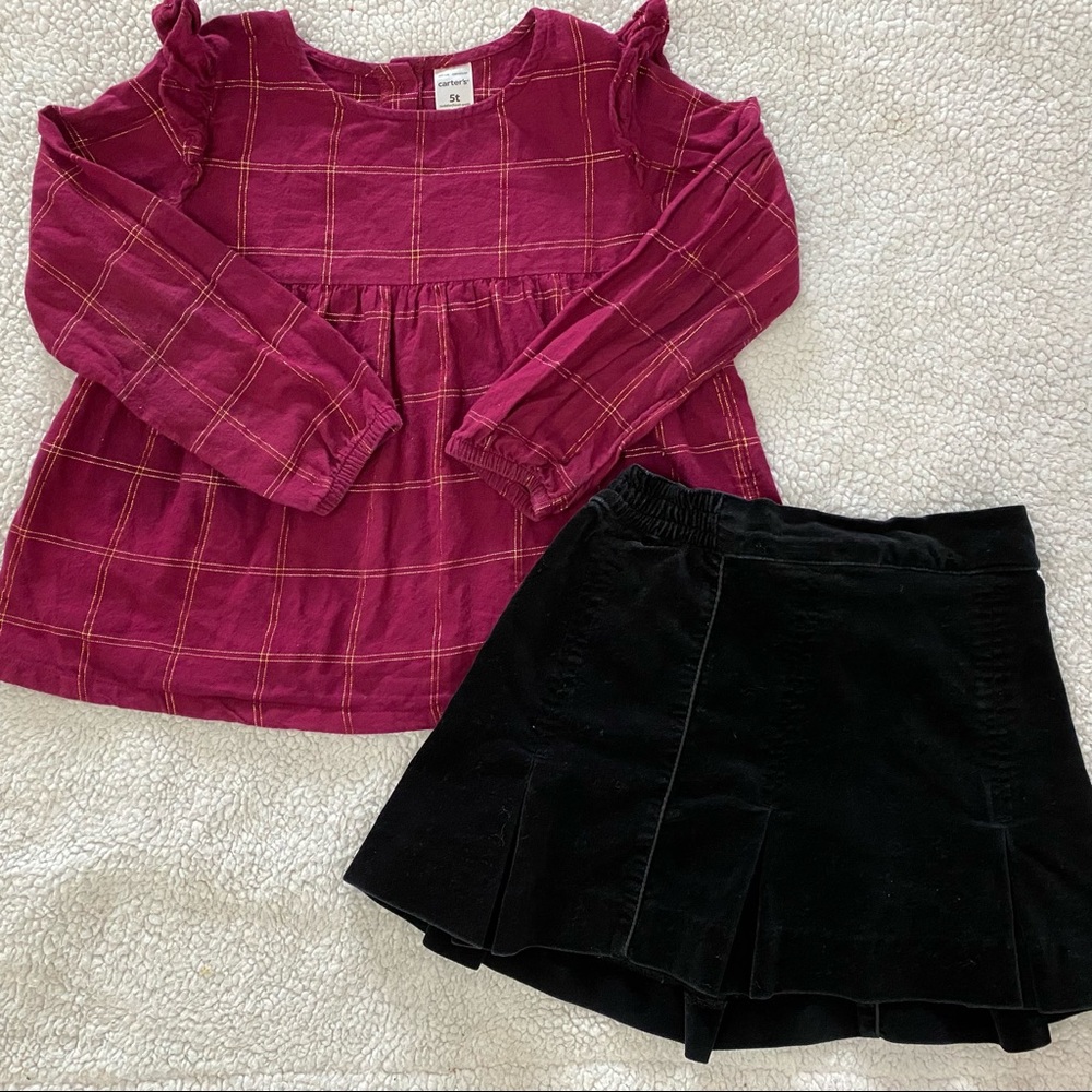 🥰5/$20🥰GUC Girl’s Lot Size 5, Carter’s Top, Tangerine Skirt in Black